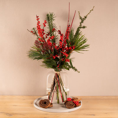 Kerstboeket bessen rood