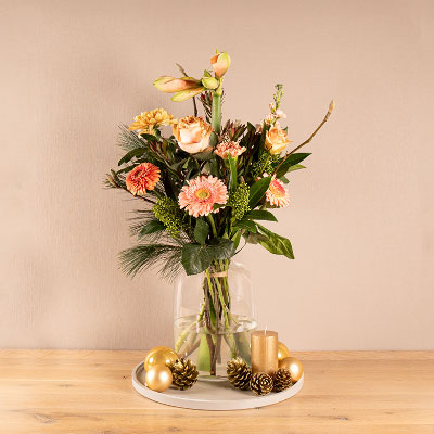 Kerstboeket wintergloed pastel